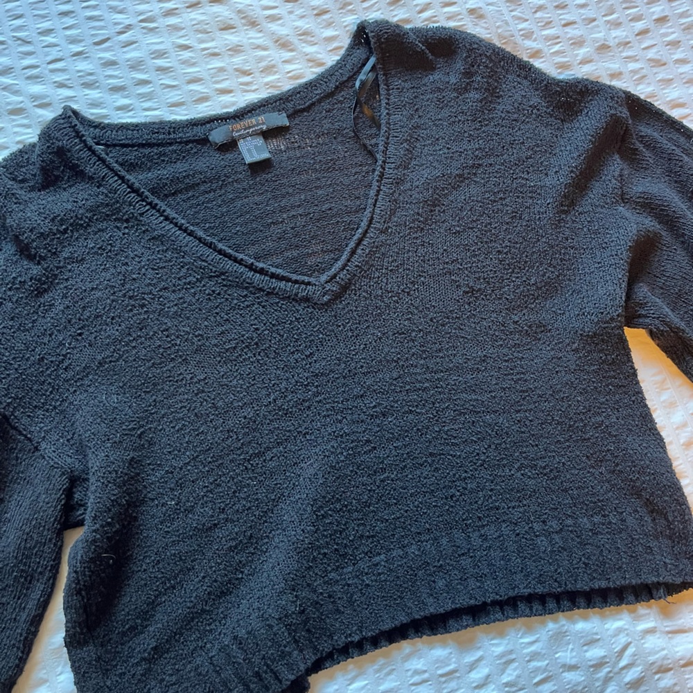 Forever 21 Dark Blue V-Neck Sweater